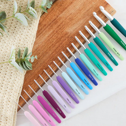 KnitPro Waves 2.0 Aluminium Crochet Hooks with Colorful Soft Feel Handle